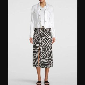 White House Black Market Zebra Printed Stretch Jersey Knit Midi Skirt Size: M